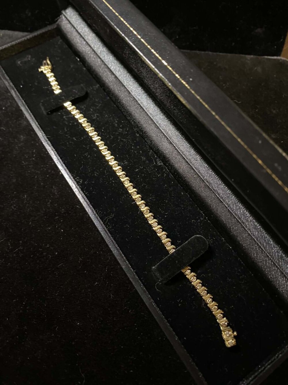 10K GOLD Vintage Snake Wave 1.5CT Genuine Diamond Luxury Gift Tennis Bracelet